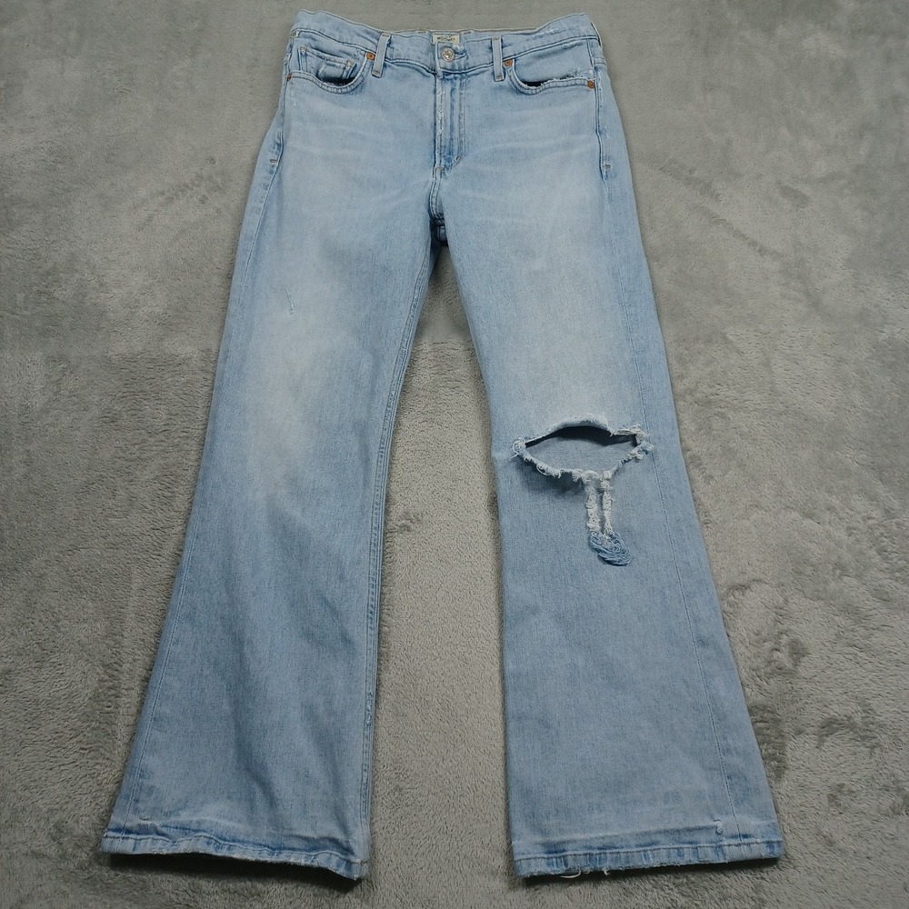 Citizens of Humanity‎ Jeans Womens 28 Blue Denim Mid Rise Flared Distressed